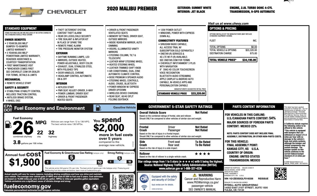 2020 Chevrolet Malibu Image 3