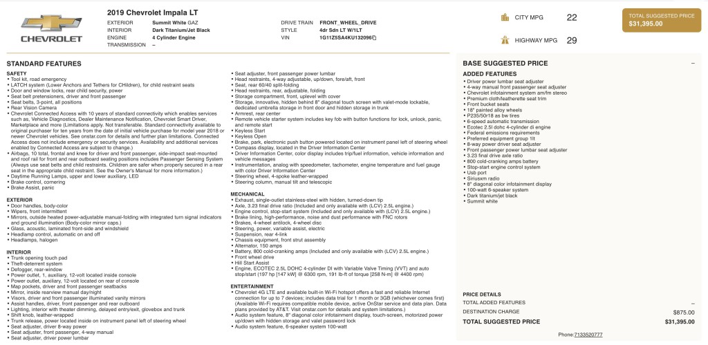 2019 Chevrolet Impala Image 3