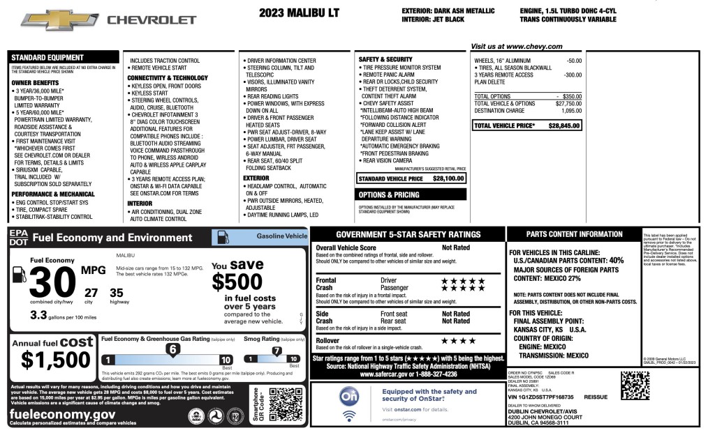 2023 Chevrolet Malibu Image 3