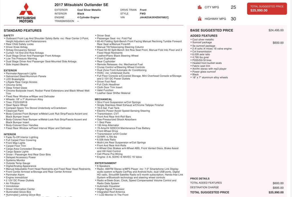 2017 Mitsubishi Outlander Image 12