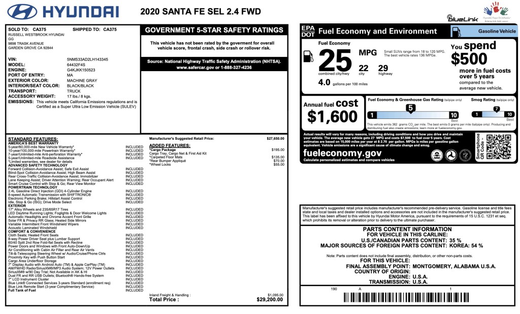 2020 Hyundai Santa Fe Image 6