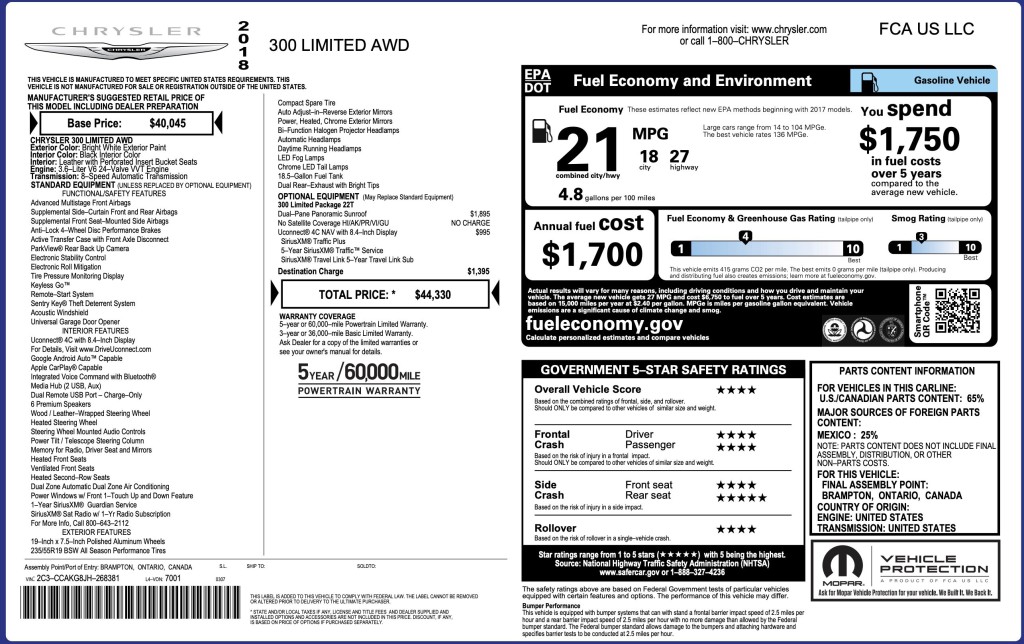 2018 Chrysler 300 Image 3