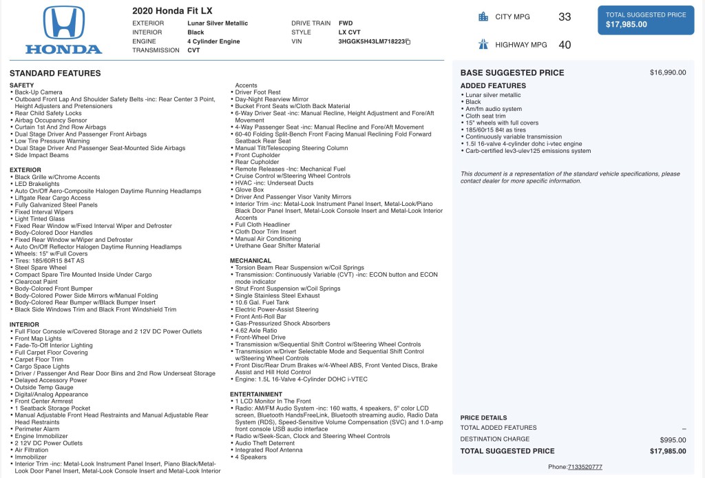 2020 Honda Fit Image 7