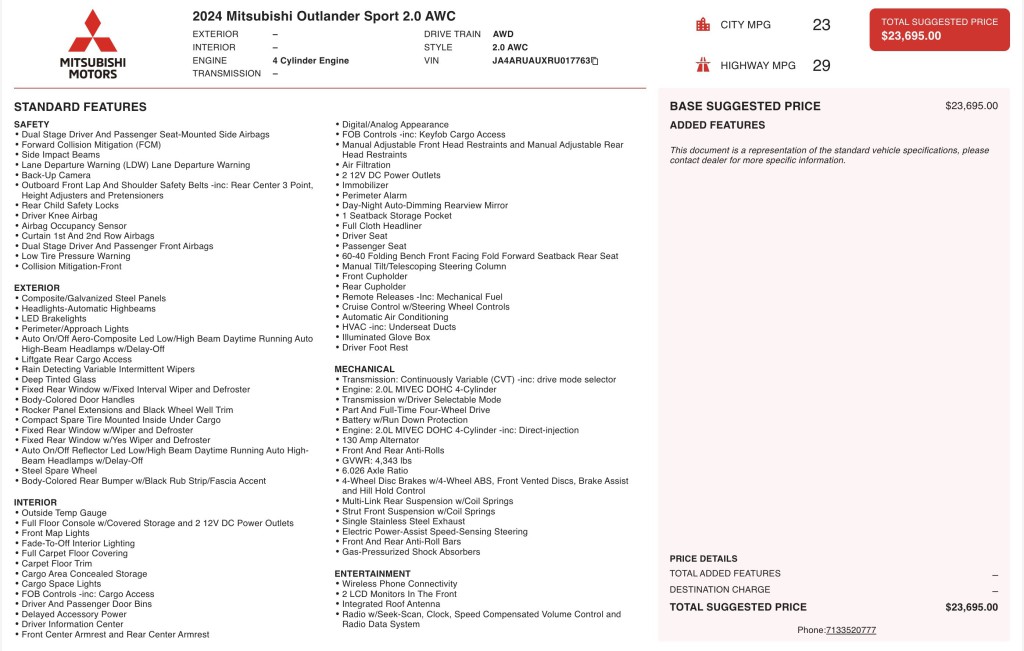 2024 Mitsubishi Outlander Image 7