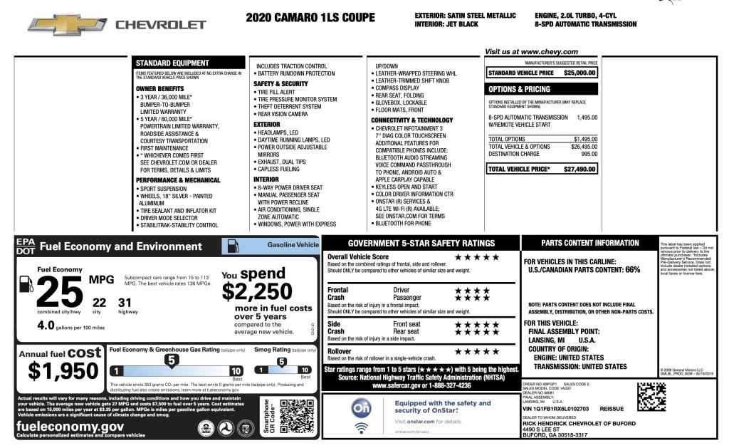 2020 Chevrolet Camaro Image 3