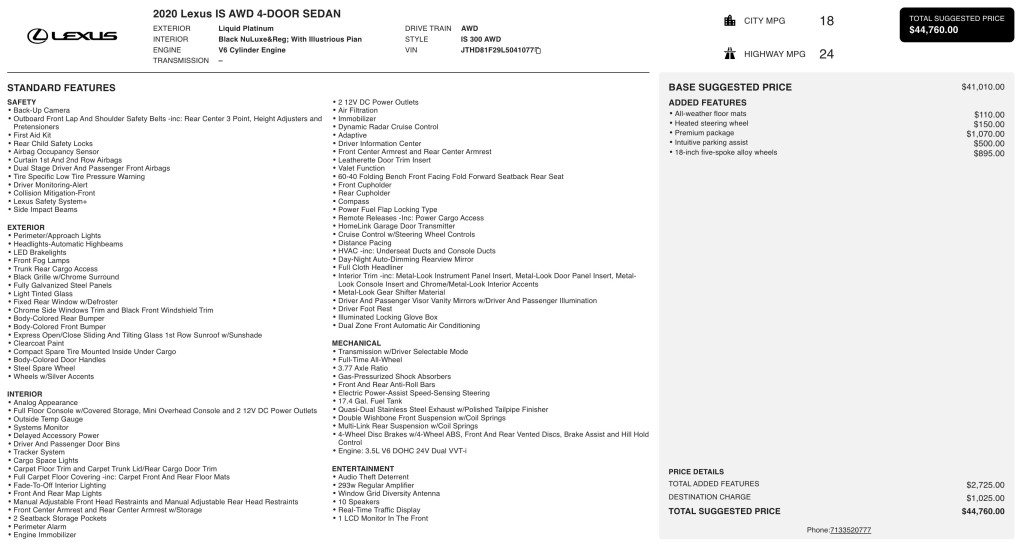 2020 Lexus IS Image 6