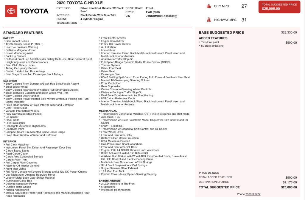 2020 Toyota C-HR Image 3