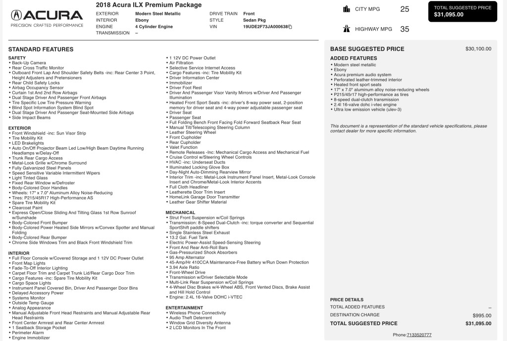 2018 Acura ILX Image 3