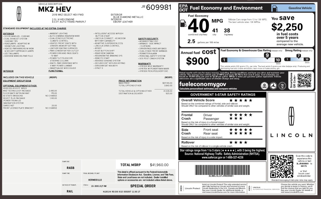 2018 Lincoln MKZ Image 6