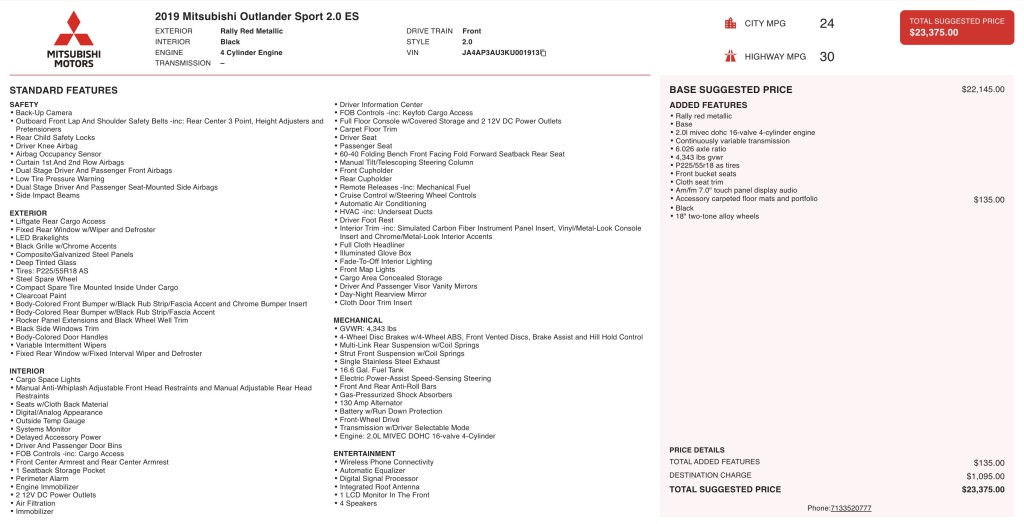 2019 Mitsubishi Outlander Image 3