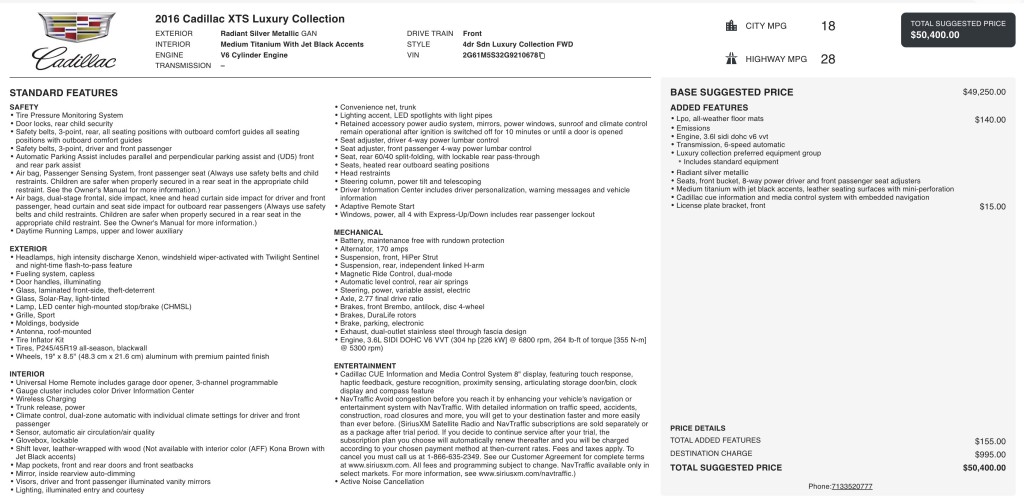 2016 Cadillac XTS Image 6