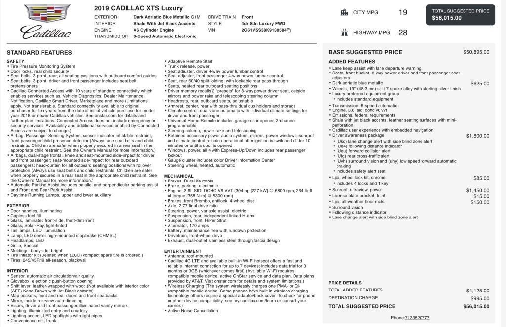 2019 Cadillac XTS Image 3