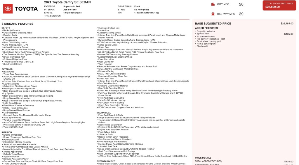 2021 Toyota Camry Image 12