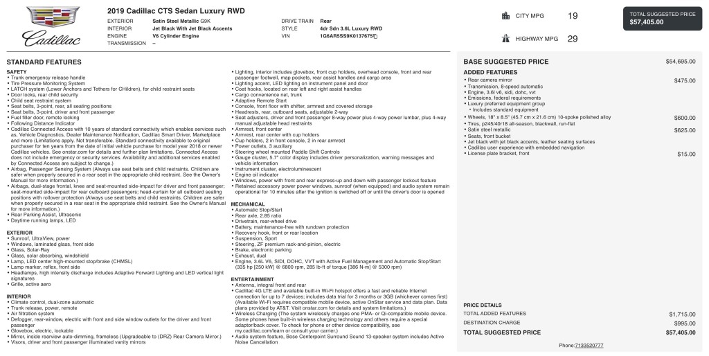 2019 Cadillac CTS Image 3