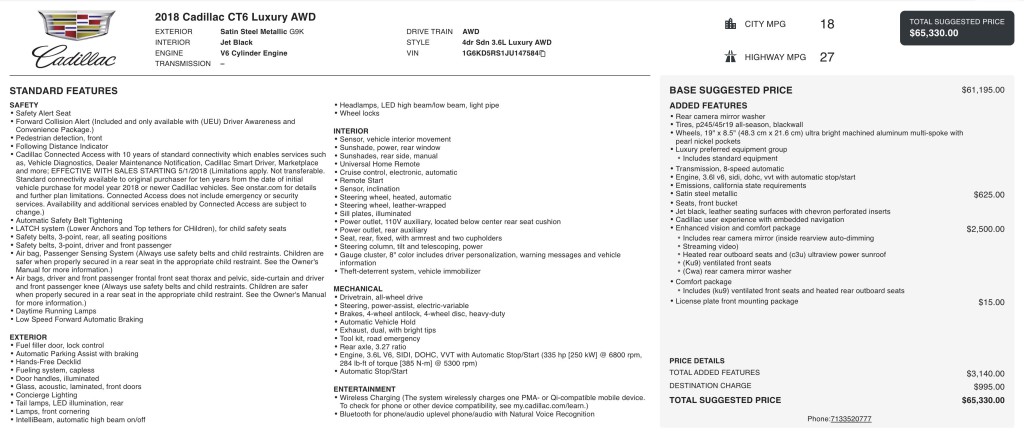 2018 Cadillac CT6 Image 14