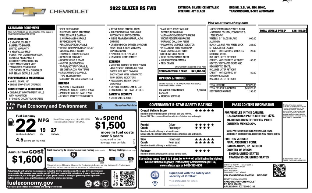 2022 Chevrolet Blazer Image 3