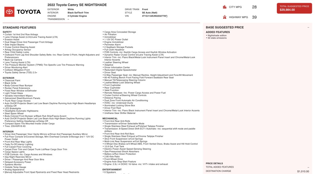 2022 Toyota Camry Image 12