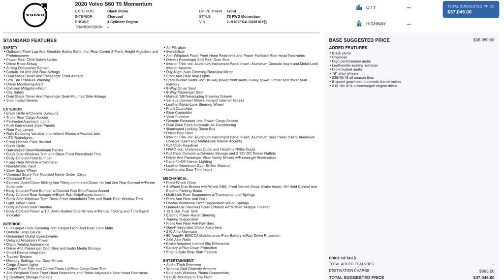 2020 Volvo S60 Image 3