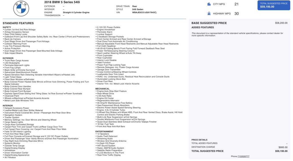 2018 BMW 5 Series Image 12