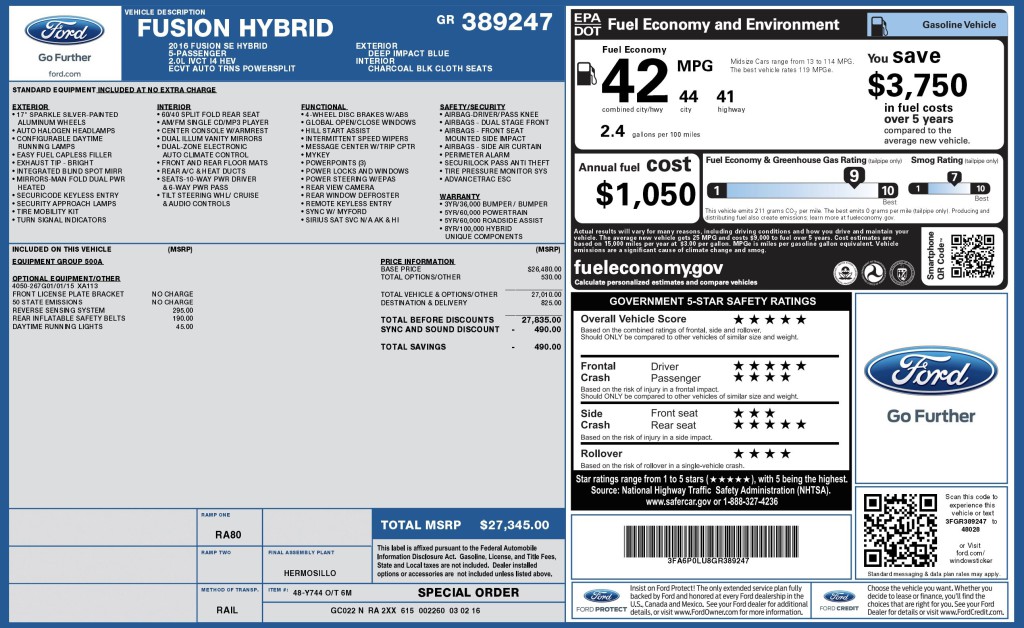 2016 Ford Fusion Image 11
