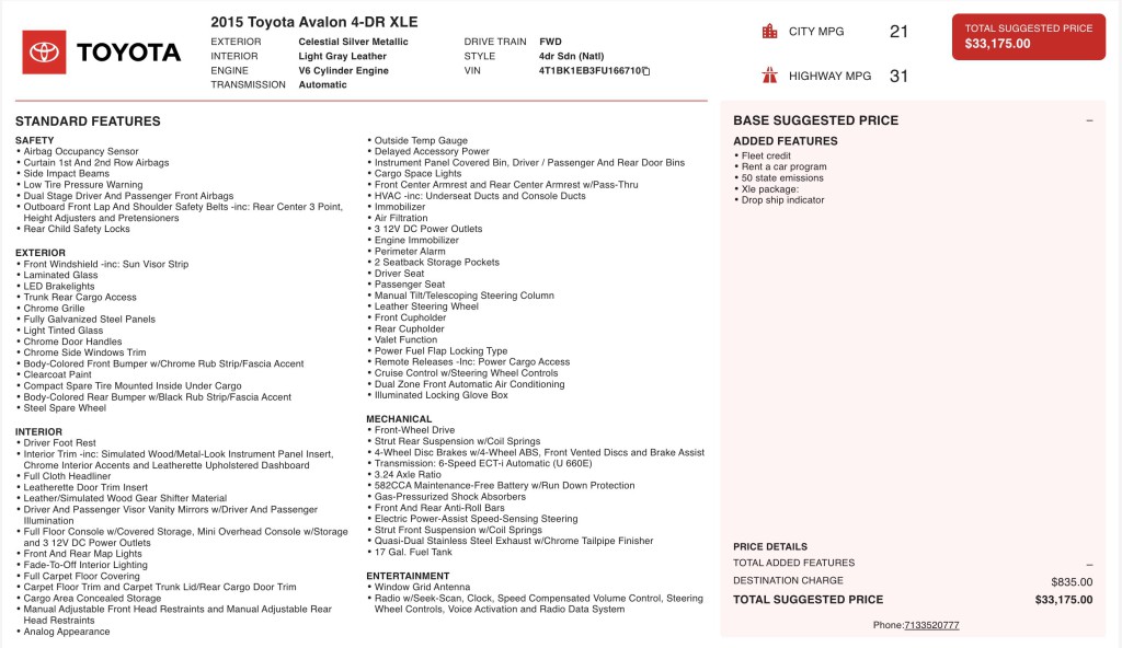 2015 Toyota Avalon Image 3