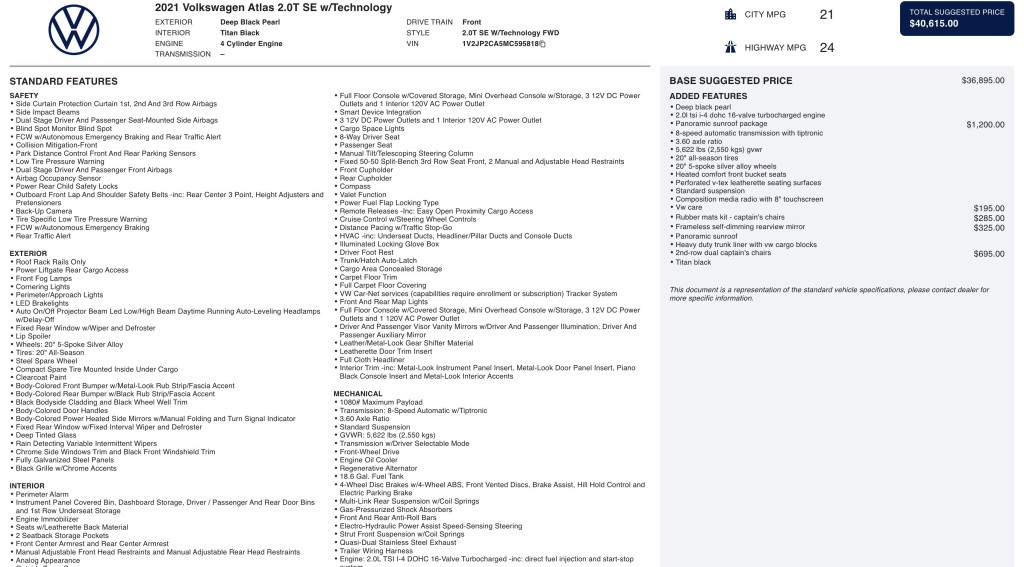 2021 Volkswagen Atlas Image 3