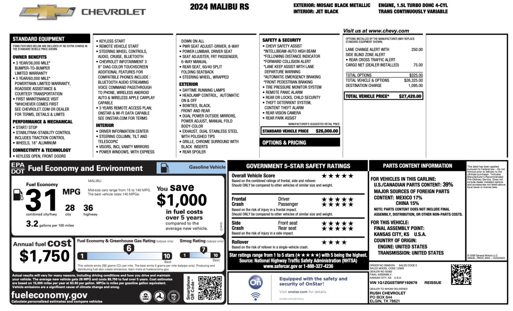2024 Chevrolet Malibu Image 3