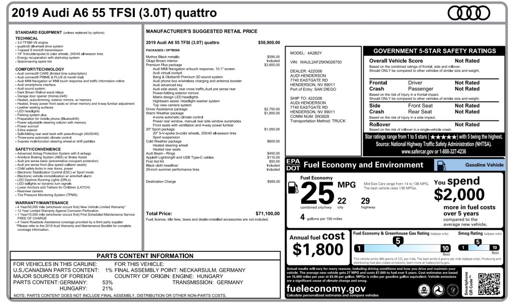 2019 Audi A6 Image 3