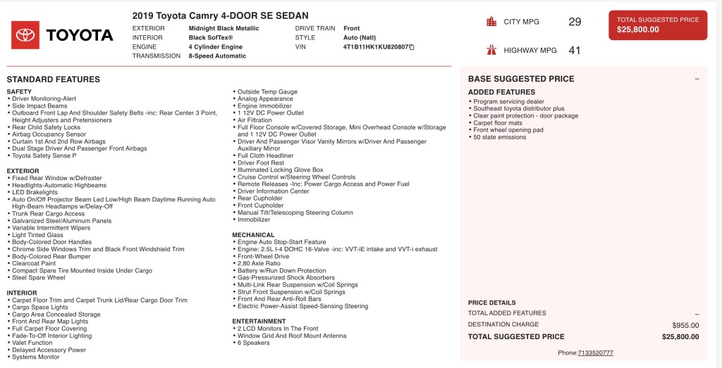 2019 Toyota Camry Image 12