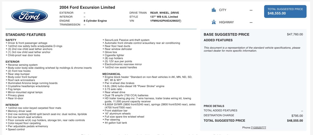 2004 Ford Excursion Image 7