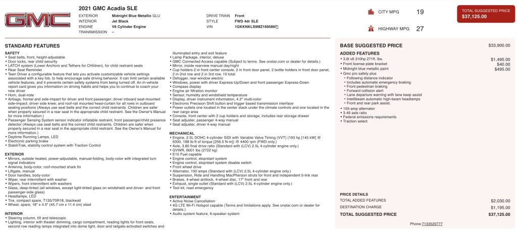 2021 GMC Acadia Image 14