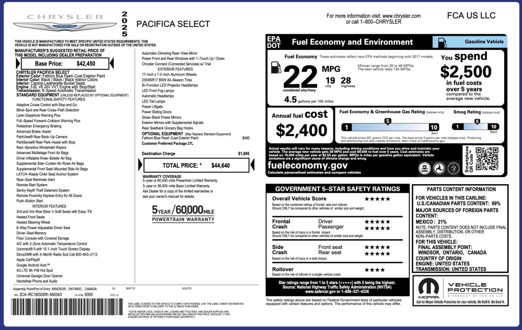 2025 Chrysler Pacifica Image 13