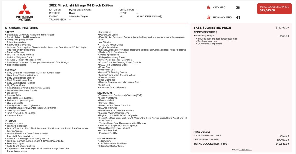 2022 Mitsubishi Mirage Image 3