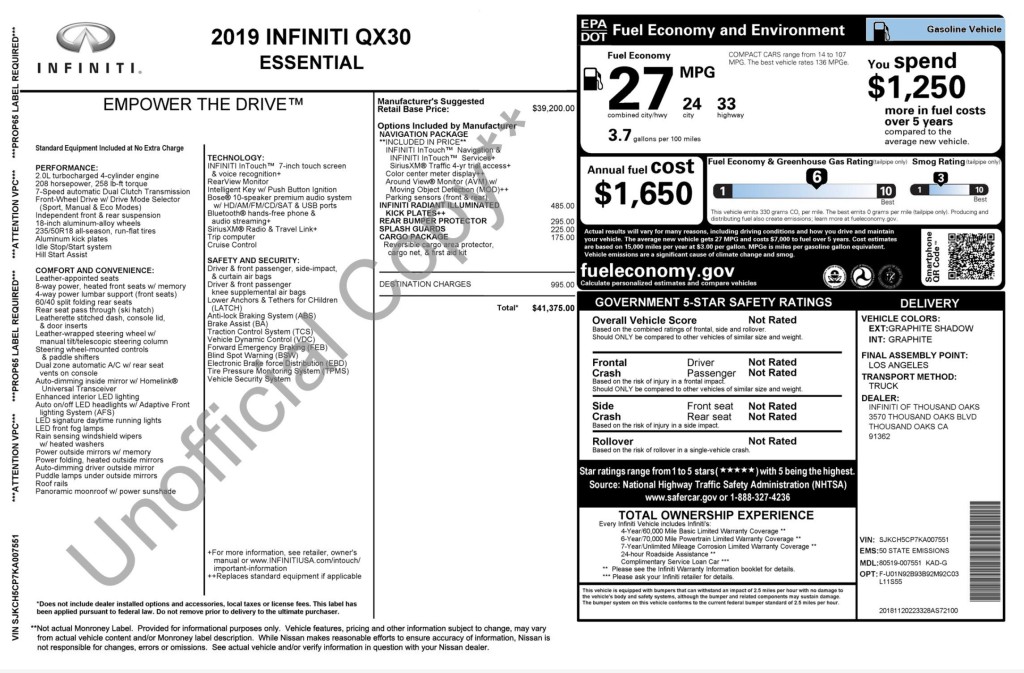 2019 INFINITI QX30 Image 16