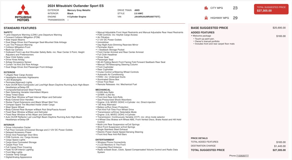 2024 Mitsubishi Outlander Image 5