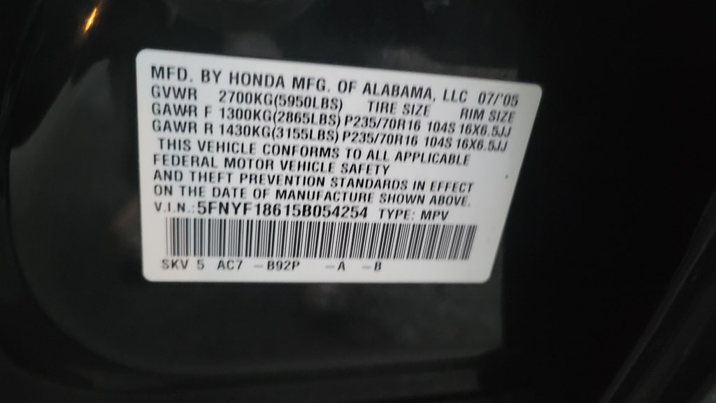 2005 Honda Pilot Image 16