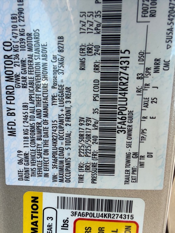 2019 Ford Fusion Image 13