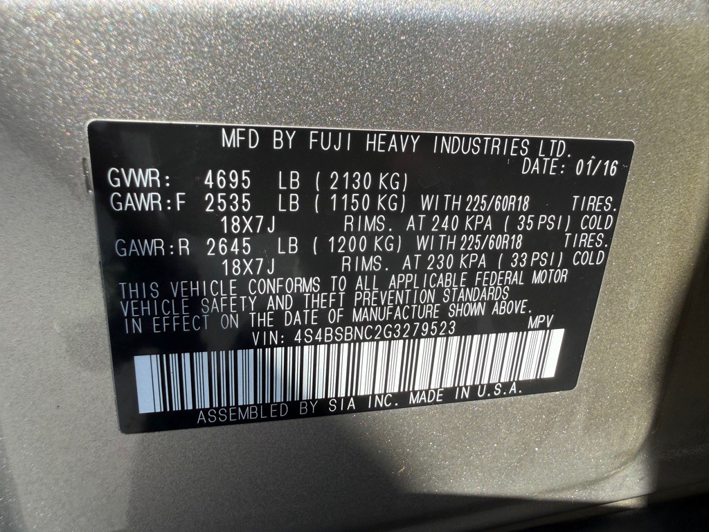2016 Subaru Outback Image 38