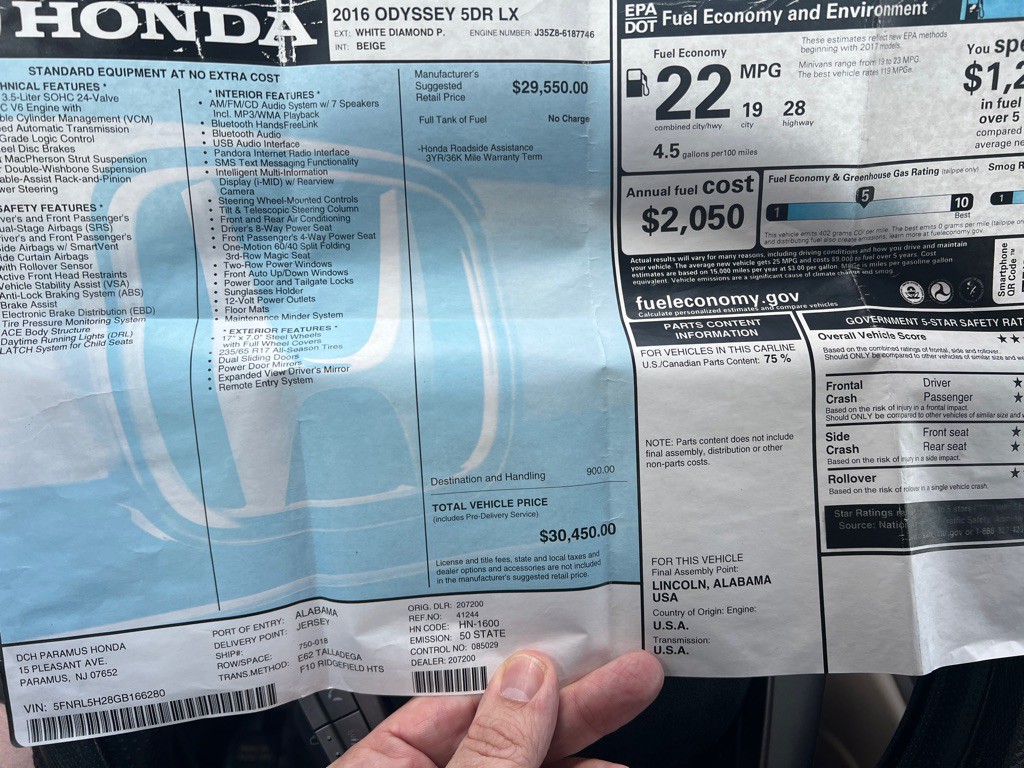 2016 Honda Odyssey Image 17