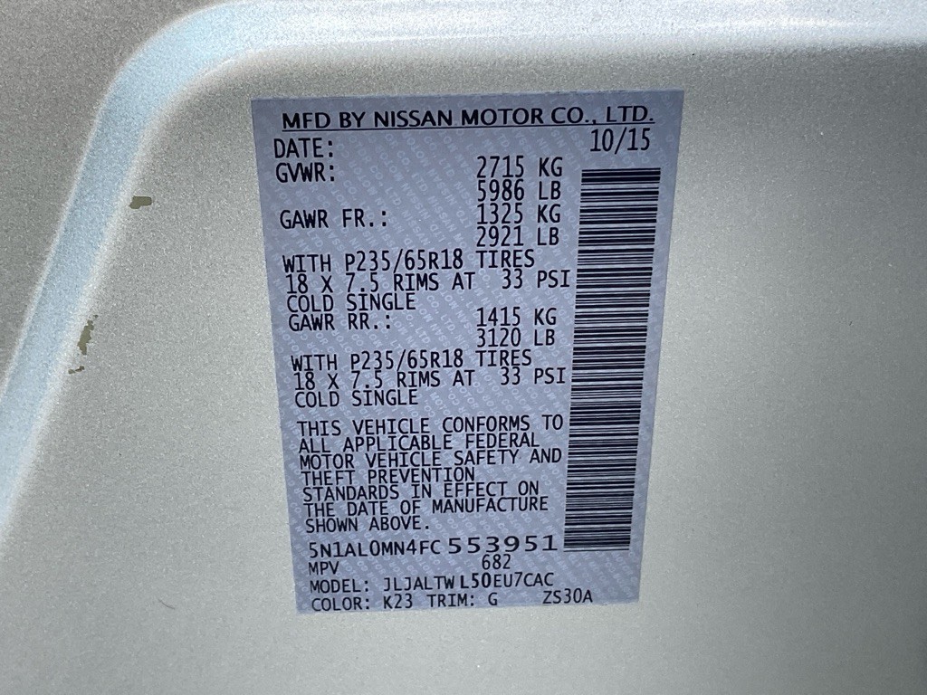 2015 INFINITI QX60 Image 52