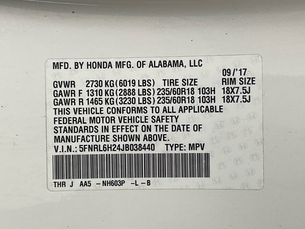 2018 Honda Odyssey Image 40