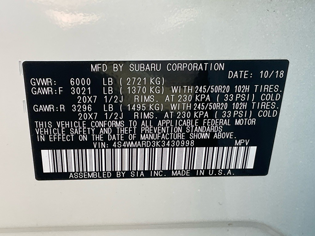 2019 Subaru Ascent Image 52