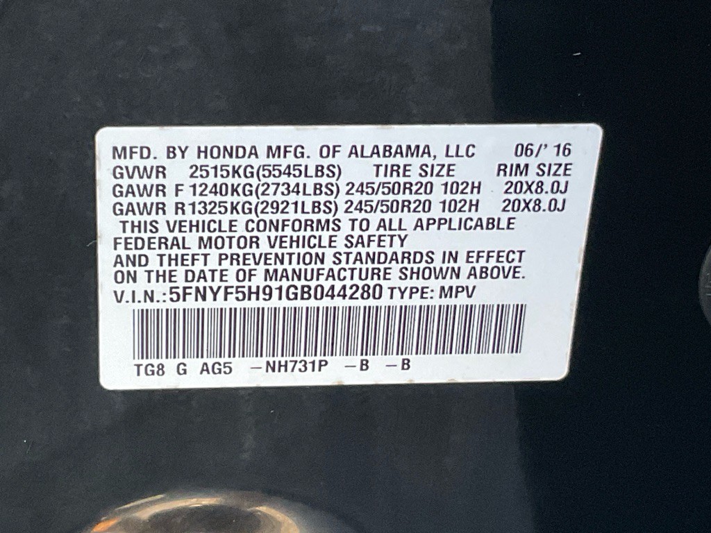 2016 Honda Pilot Image 55