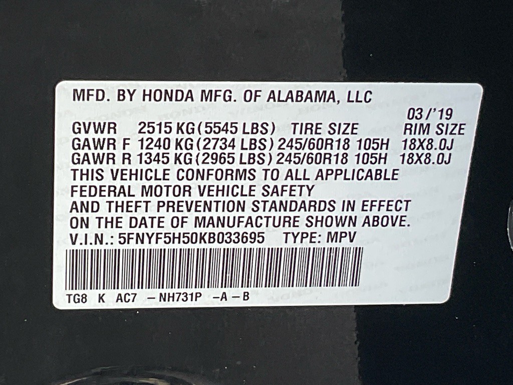 2019 Honda Pilot Image 52