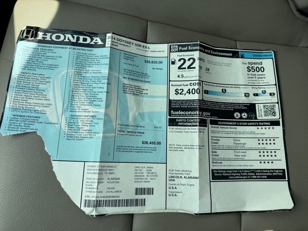 2014 Honda Odyssey Image 22