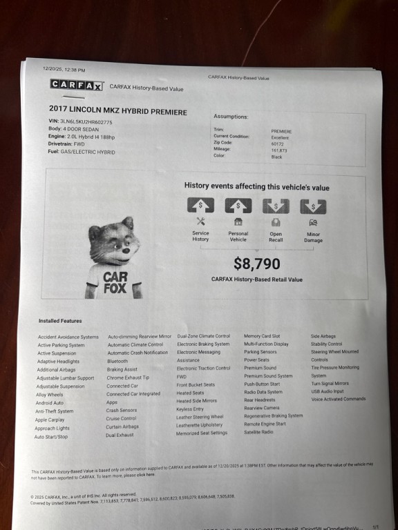 2017 Lincoln MKZ Image 21