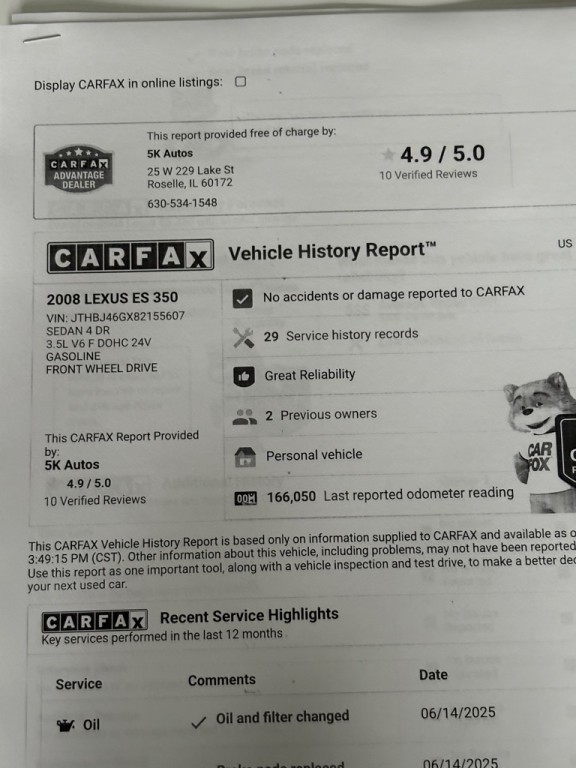 2008 Lexus ES Image 26