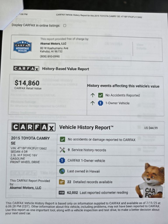 2015 Toyota Camry Image 8