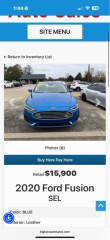 Image for 2020 Ford Fusion SEL ID: 5818137