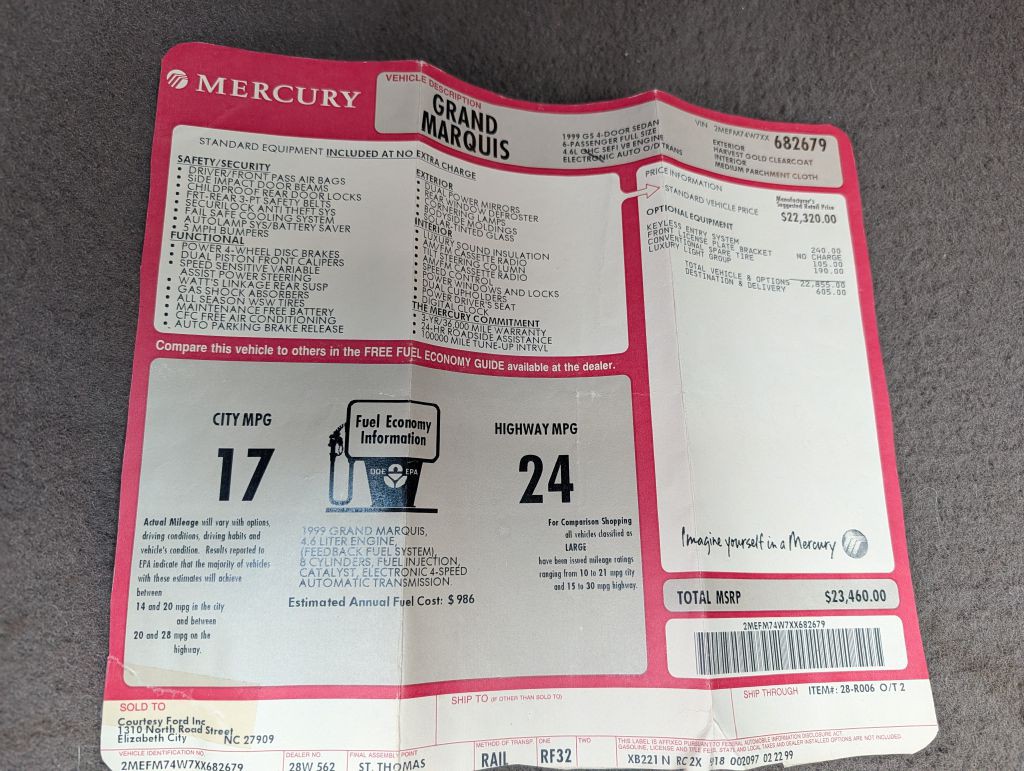 1999 Mercury Grand Marquis Image 14